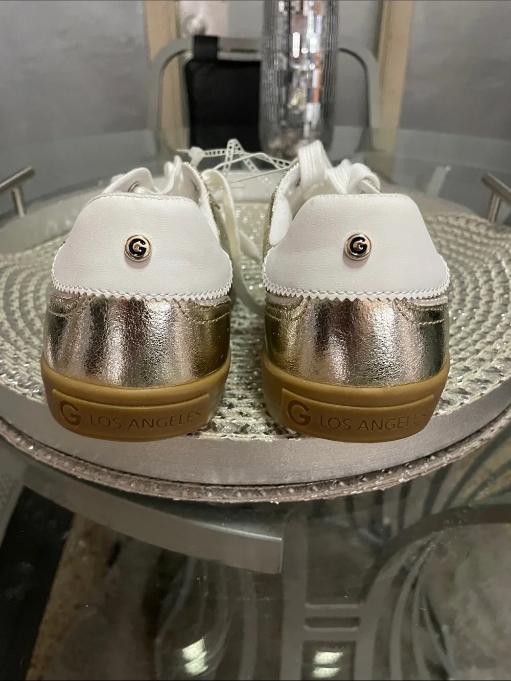 G Los Angeles Women’s Metallic  Gold Low-Top Lace-Up Sneakers size 8.5 NWT